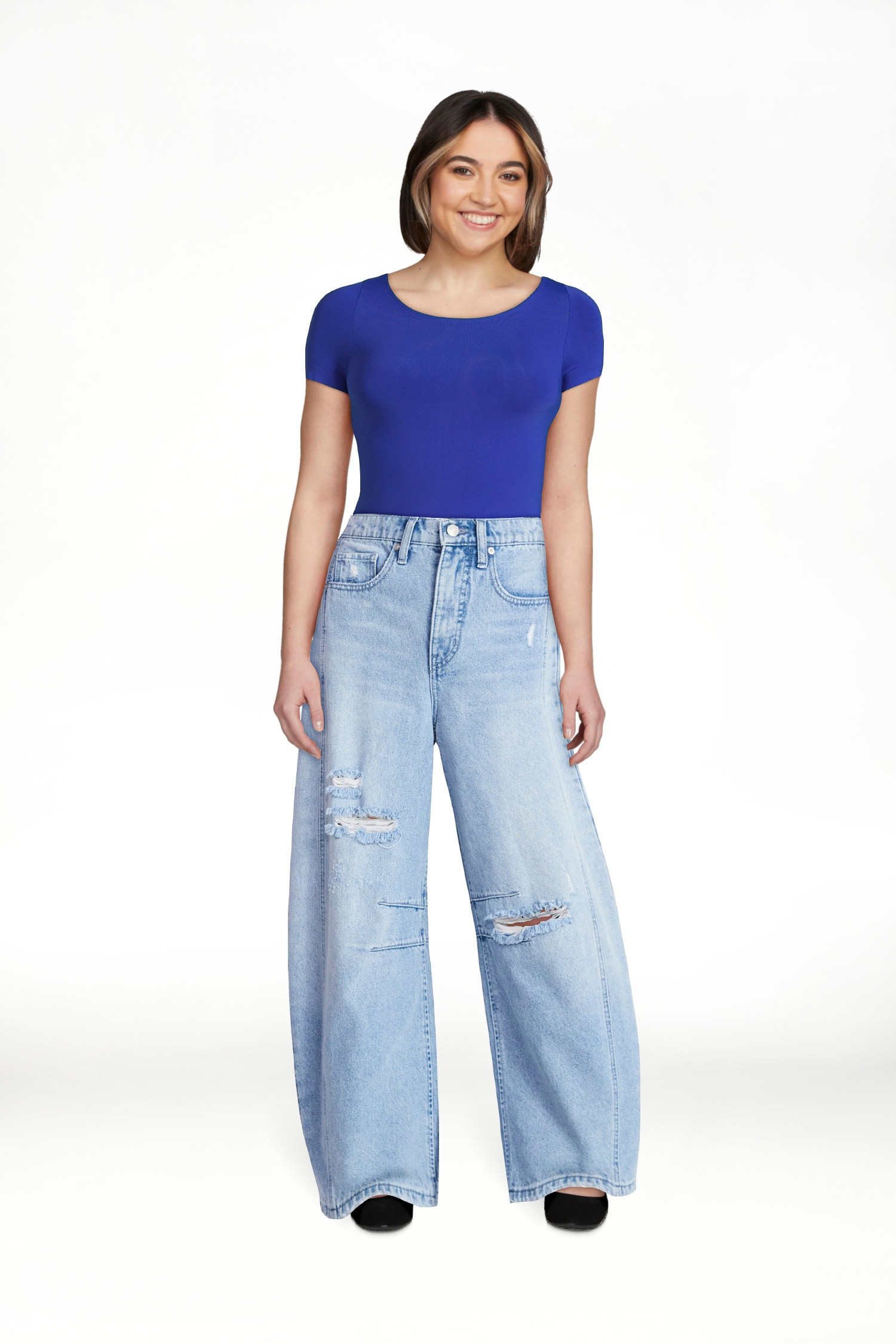 Scoop Women’s and Women's Plus High-Rise Ankle Barrel Jeans with Distressed Details, Sizes 0-26 | Walmart (US)