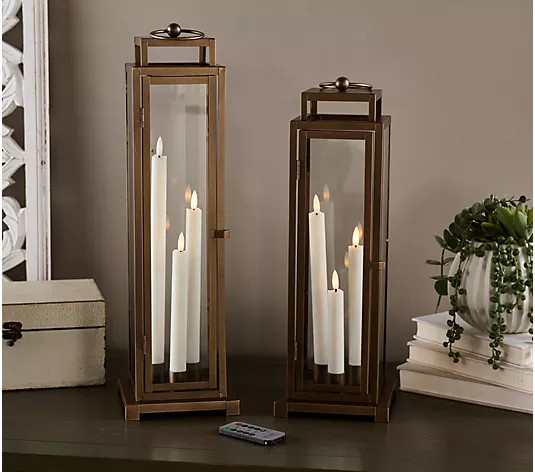 Make Your Selection: Home Reflections S/2 Metal Lanterns with Trio Tapers | QVC