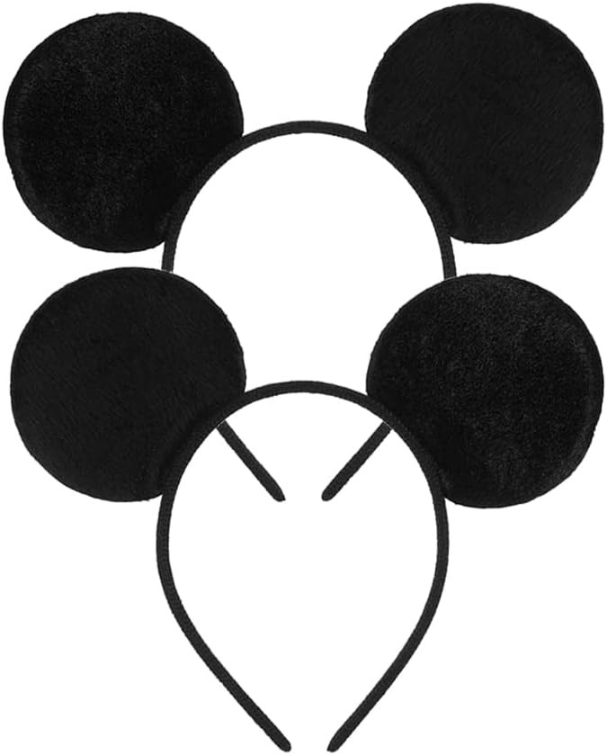 FANYITY Mouse Ears Headbands Sequin Hair Band for Girls Women Boys Party, 2 Pieces (BLack) | Amazon (US)