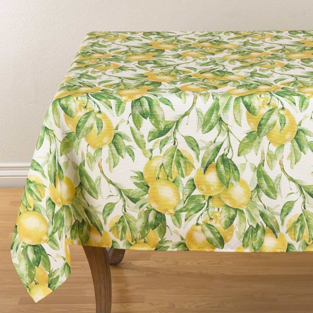 120"" x 65"" Polyester Lemon Print Tablecloth - Saro Lifestyle | Target