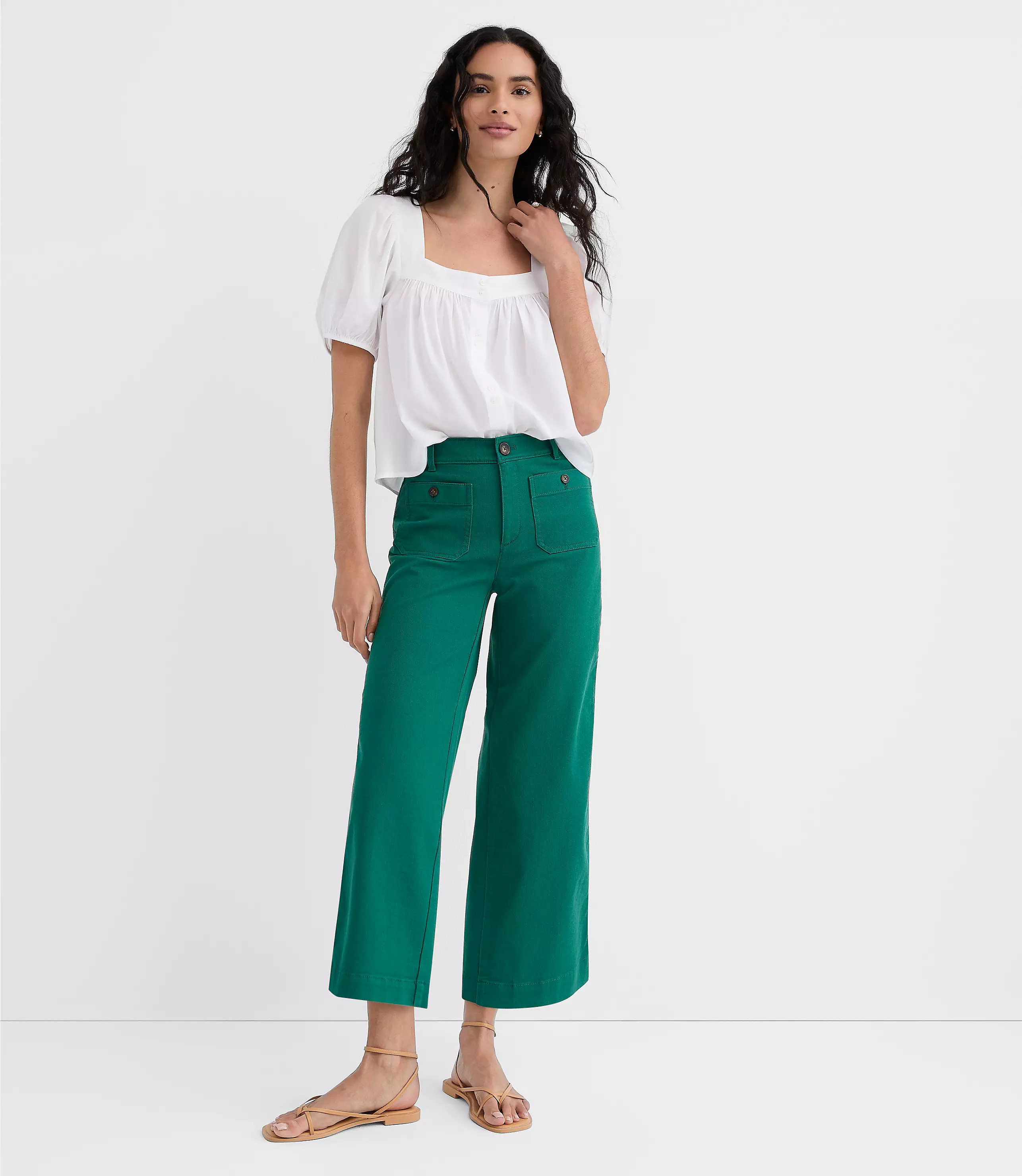 Palmer Wide Leg Crop Pants in Twill | LOFT