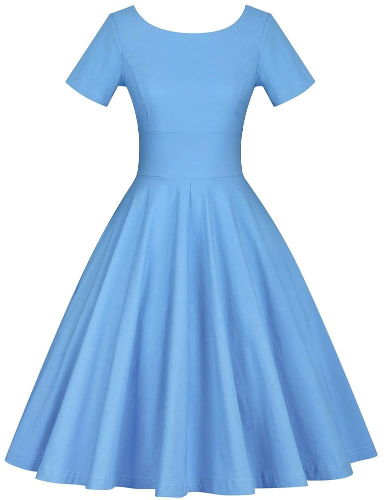 GownTown Women's 1950s Vintage Dresses Short Sleeves Cocktail Stretchy Party Dresses with Pocket | Amazon (US)