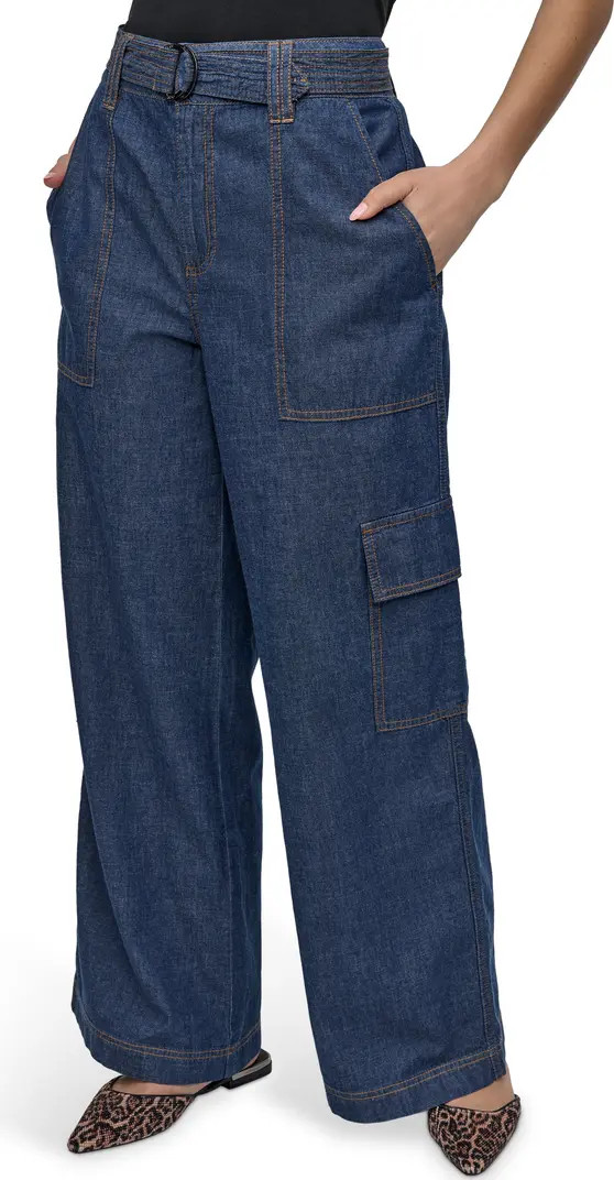 DKNY Belted Lightweight Wide Leg Jeans | Nordstrom | Nordstrom