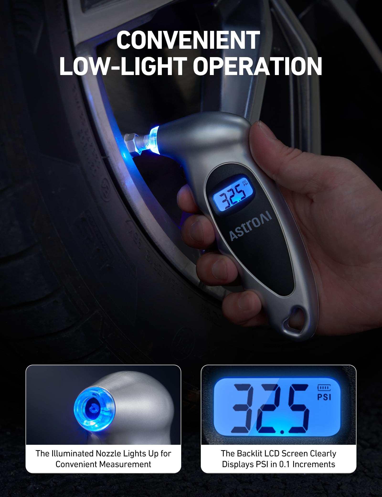 AstroAI Tire Pressure Gauge Digital 0-150PSI (Accurate in 0.1 Increments), 4 Settings Stocking St... | Amazon (US)
