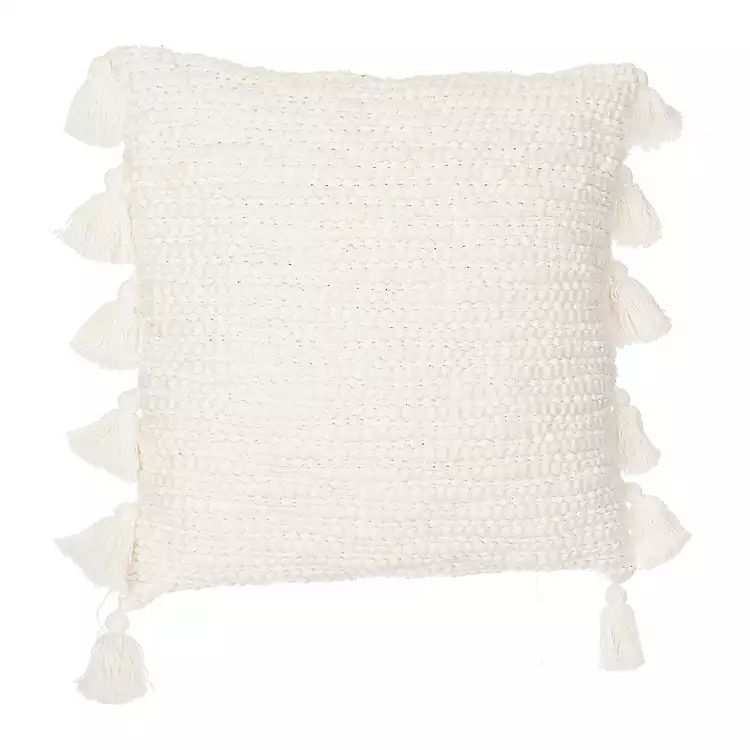 Ivory Cotton Knots Pillow with Tassels | Kirkland's Home