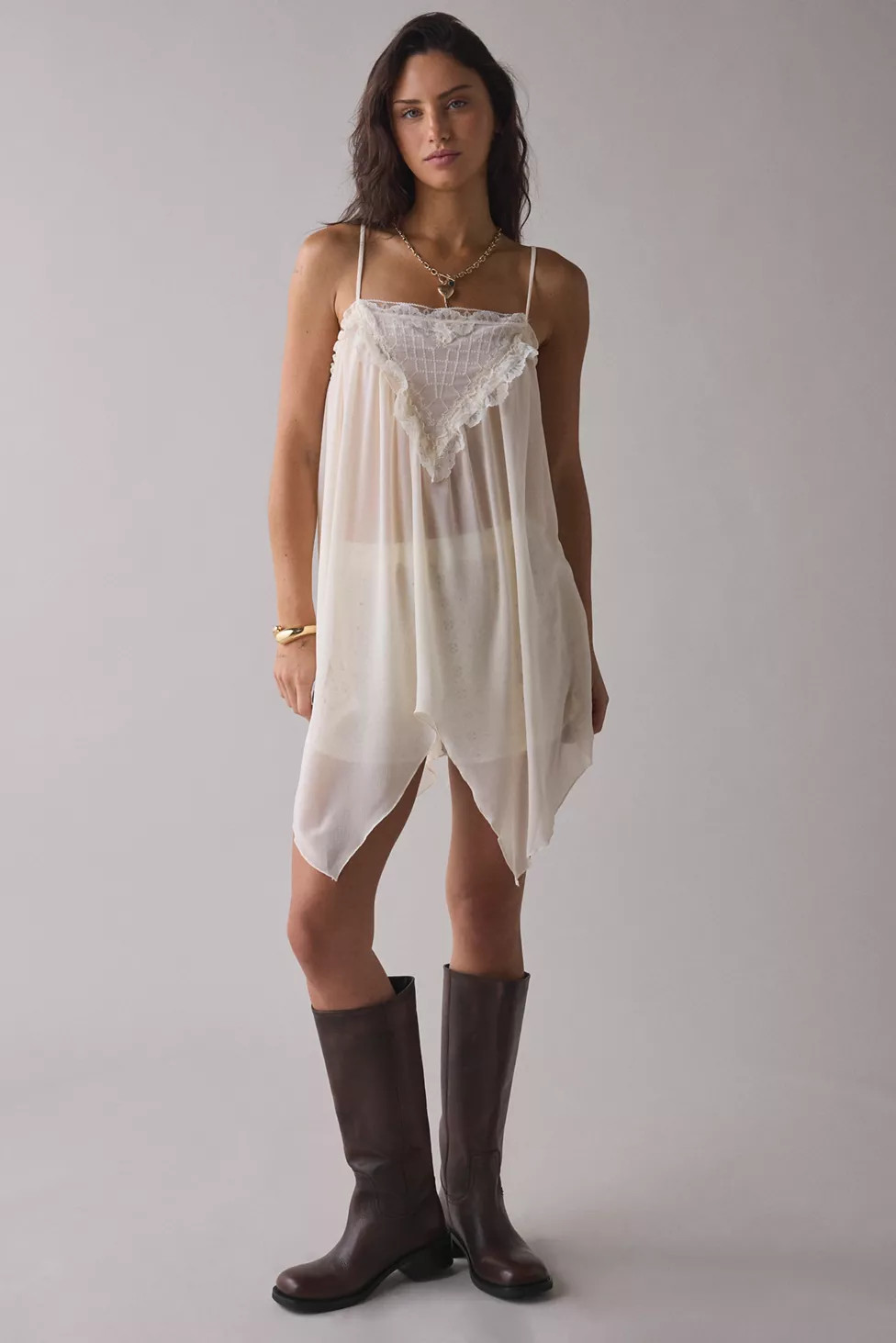 Out From Under Justine Sheer Lace-Trim Hanky Hem Slip | Urban Outfitters (US and RoW)