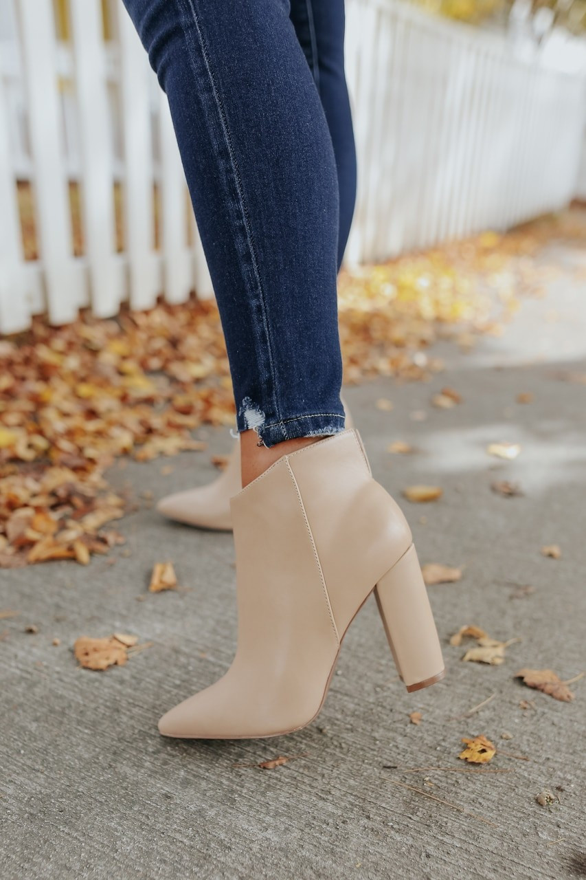 Midtown Faux Leather Nude Booties | Magnolia Boutique