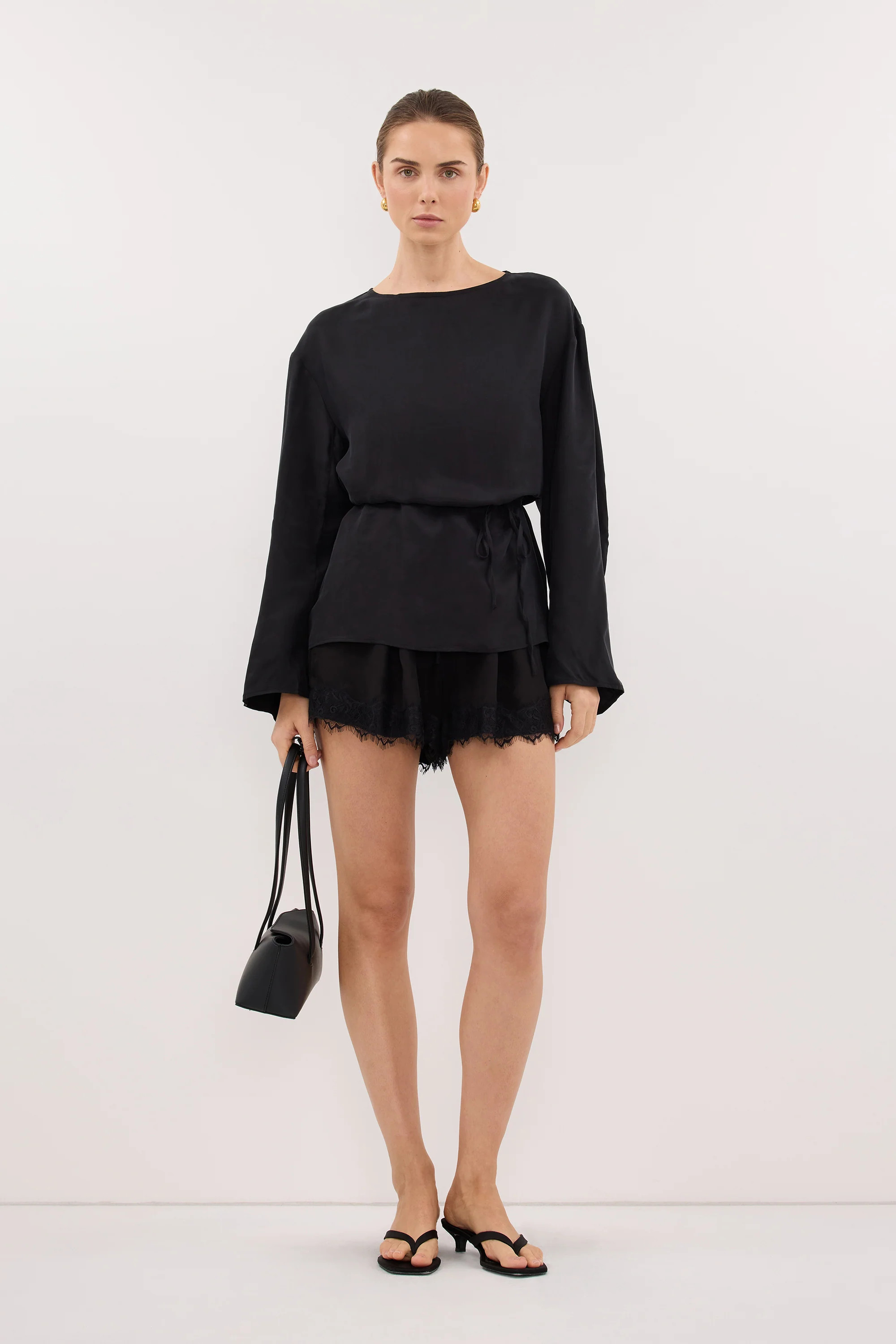 MYLAH BLACK CUPRO COCOON TOP | DISSH