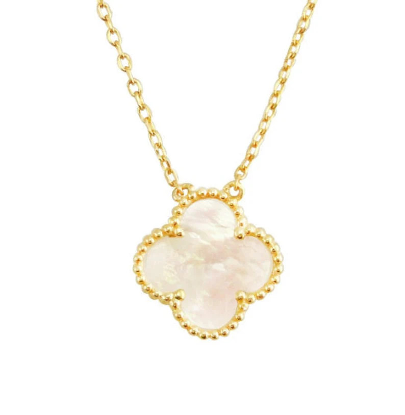 4 Leaf Clover Mother of Pearl/Onyx/Turquoise 18k Gold Over Sterling Silver Single Necklace | Etsy (US)