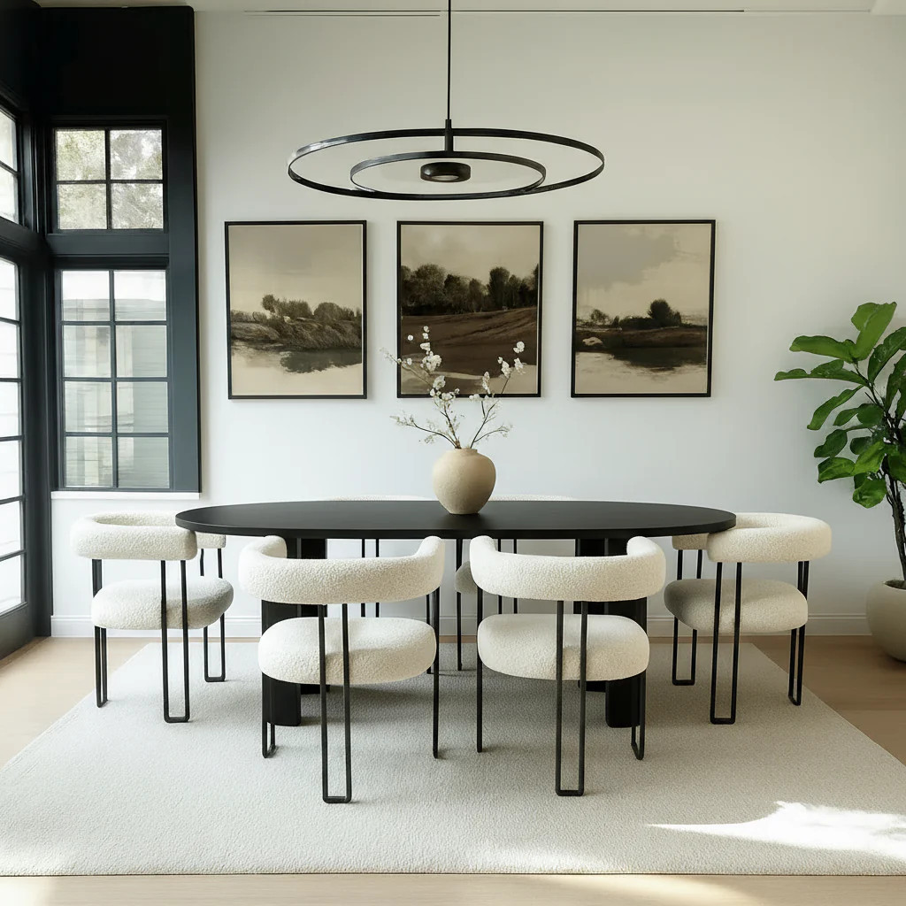 Rola Beige Upholstered Boucle Dining Chair with Arms (Set of 2) | Pop Maison