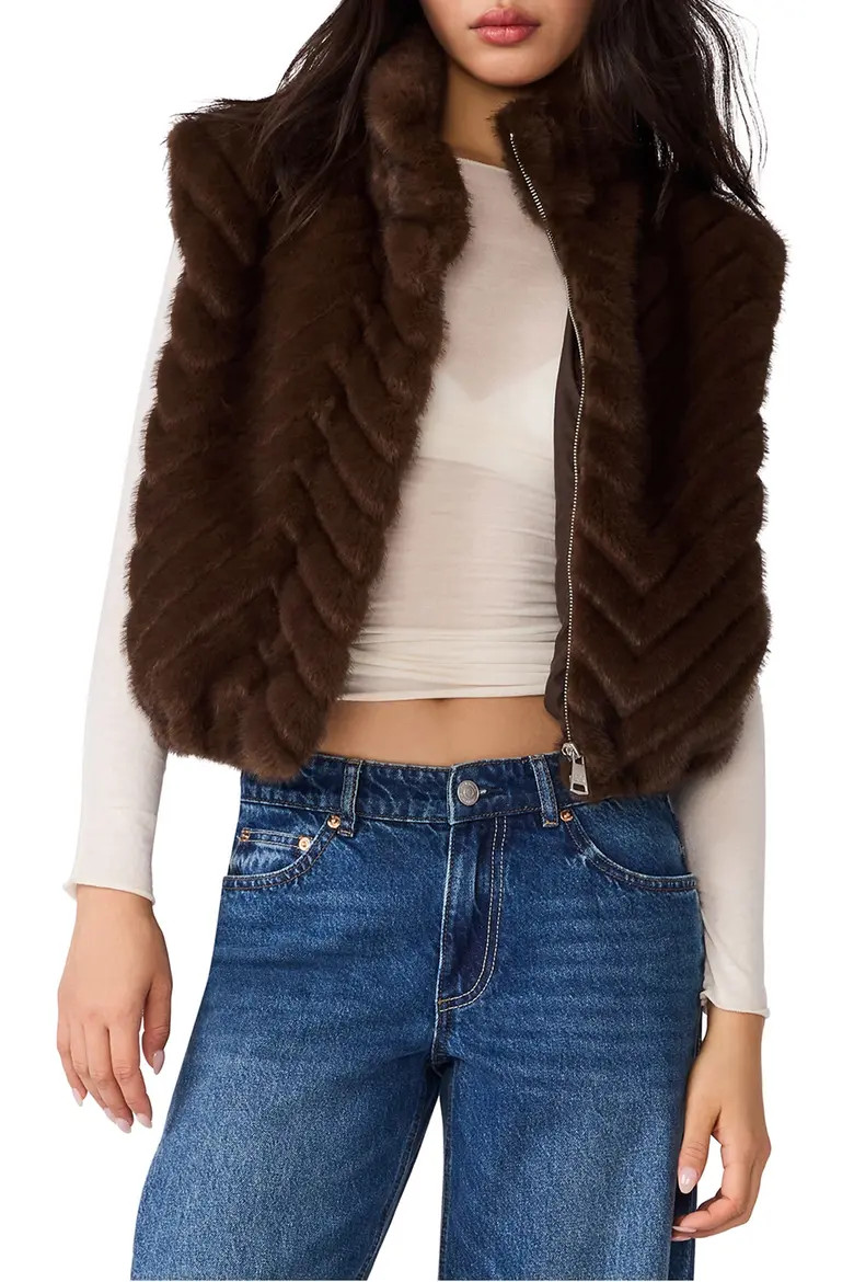 Steve Madden Luxie Faux Fur Vest in Dark Espresso at Nordstrom, Size Medium | Nordstrom