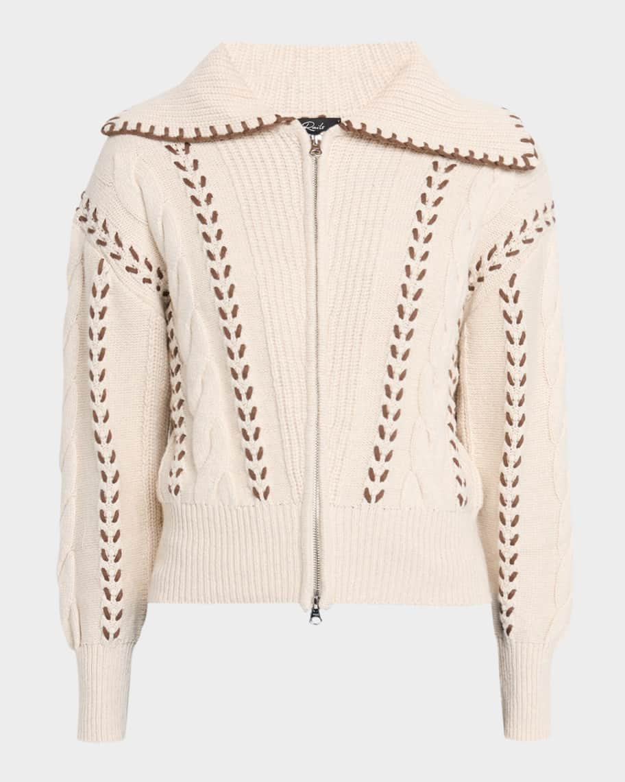 Lune Whipstitch Zip Cardigan | Neiman Marcus