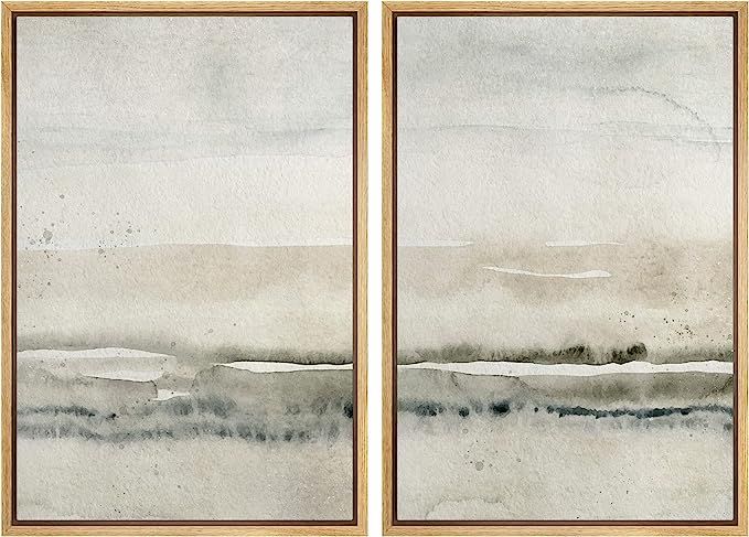 SIGNWIN Framed Canvas Print Wall Art Set Grunge Minimal Tan Landscape Abstract Shapes Illustratio... | Amazon (US)