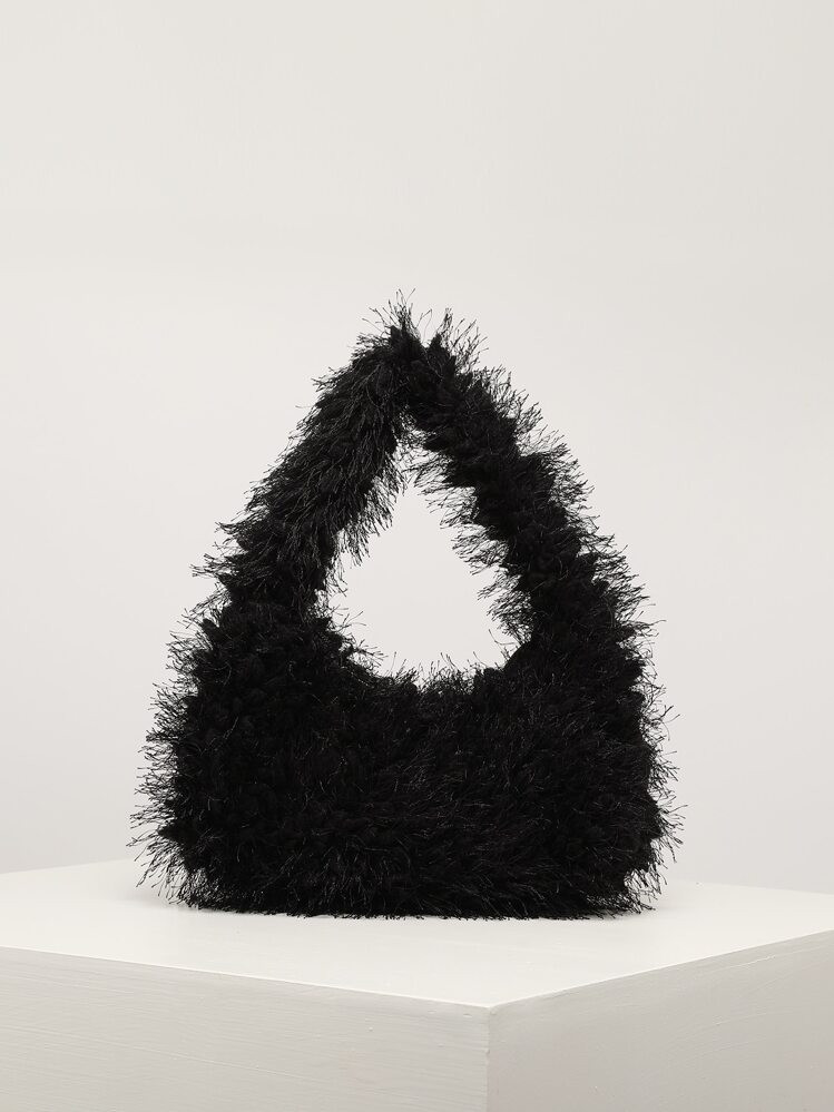 Lightweight,Business Casual Fuzzy, Soft, Plush Minimalist Fluffy Hobo Bag For Girls, Women, College Students, Rookies & White-Collar Workers For Work, Office, Commute, For Autumn & Winter, Warm Winter, Outdoors, For Party, Prom, Wedding For Teen Girls Women College Students,Rookies & White-Collar Workers Perfect For Office,College,Work ,Business,Commute,Outdoors, Travel, Outings | SHEIN