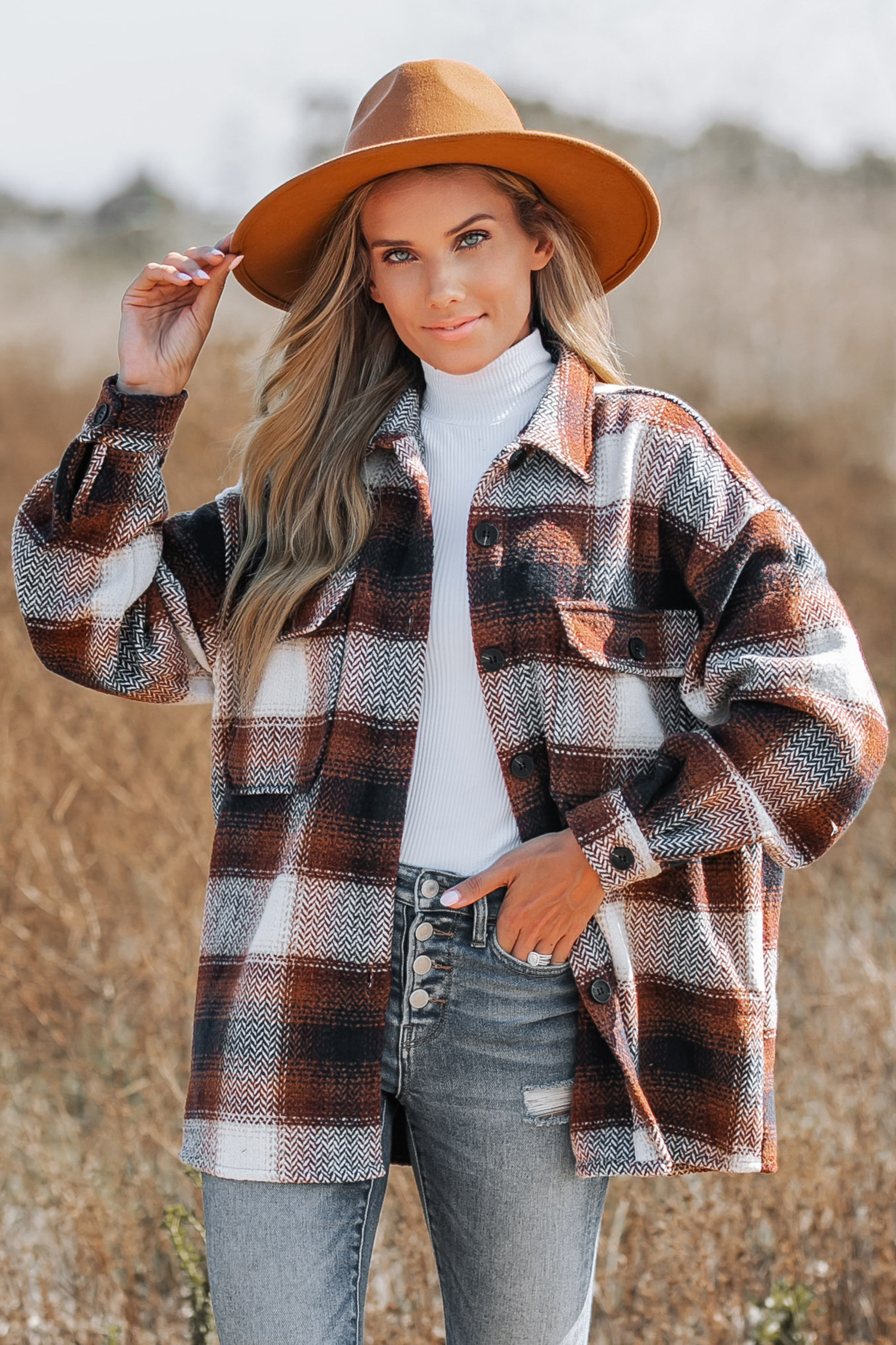 Plaid Button-Front Pockets Shacket | Cupshe US