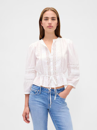 Lace-Trim Voile Top | Gap (US)