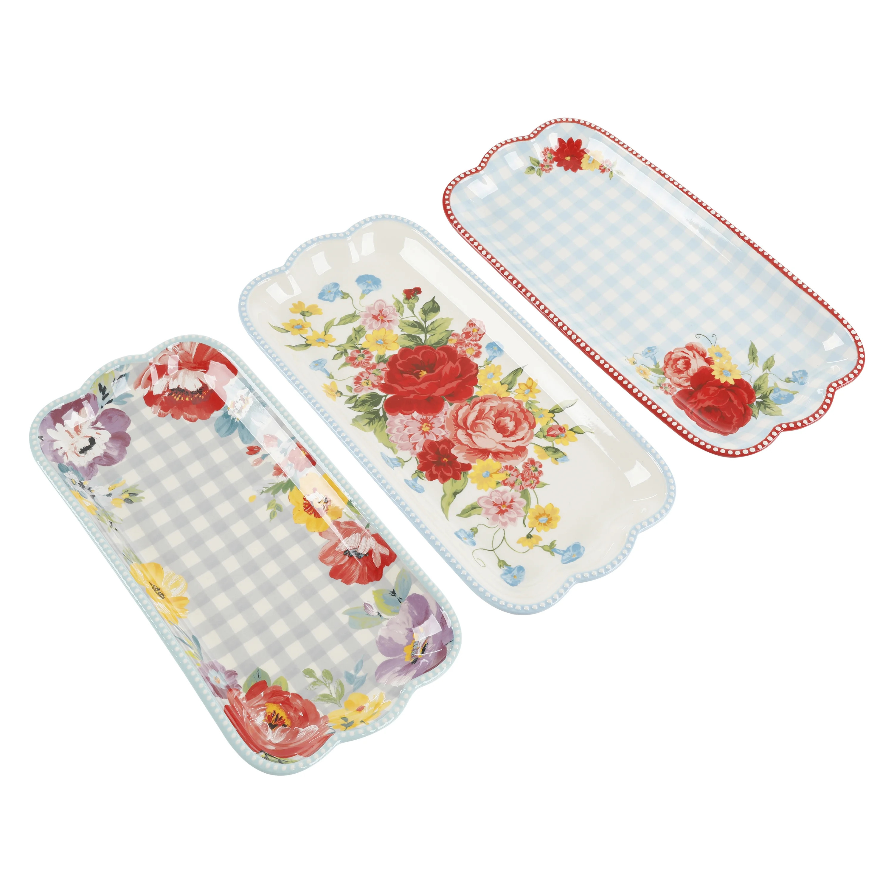 The Pioneer Woman Floral Medley 3-Piece Ceramic Serving Platter Set | Walmart (US)
