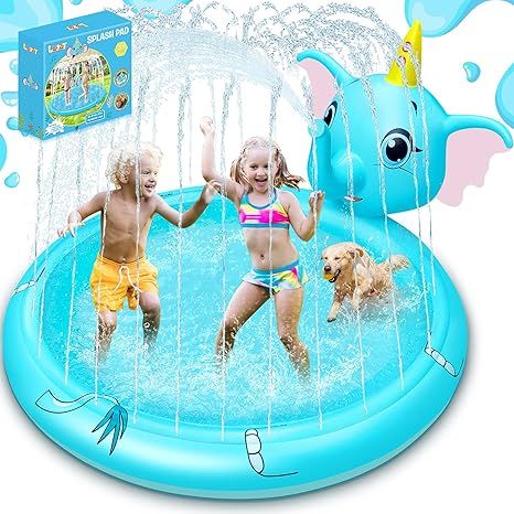 LUKAT Splash Pad Sprinkler for Kids, 3-in-1 Elephant Kiddle Inflatable Spray Pool for Kids Toddle... | Amazon (US)