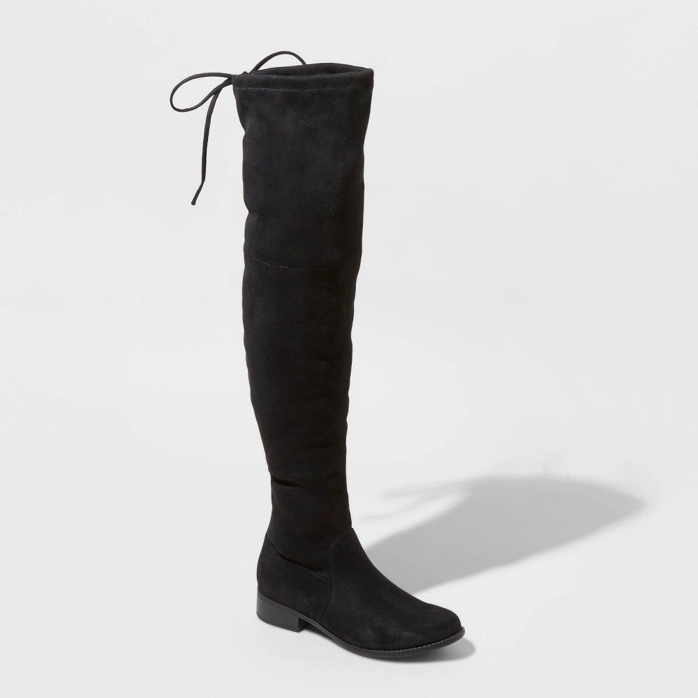 Women's Sidney Microsuede Over the Knee Fashion Boots - A New Day Black 8 | Target