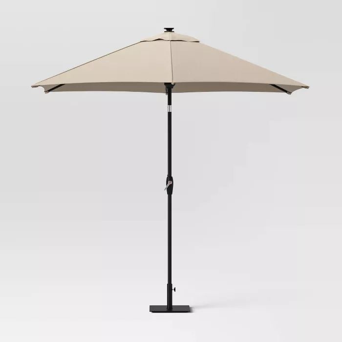 9' Round Solar Patio Umbrella DuraSeason Fabric™ - Black Pole - Threshold™ | Target