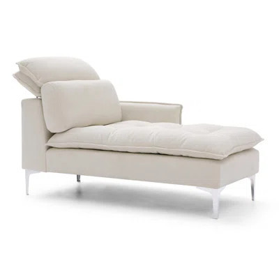55" Chaise Lounge Indoor,Upholstered Furniture Lounge Chair with Left Armrest & Lumbar Pillow, Button Tufted Lounge Sofa for Living Room Bedroom Offic | Wayfair North America