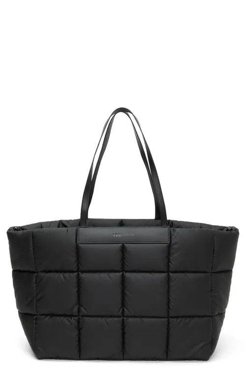 VeeCollective Porter Marché Water Resistant Quilted Recycled Nylon Tote in Matte Black at Nordstrom | Nordstrom