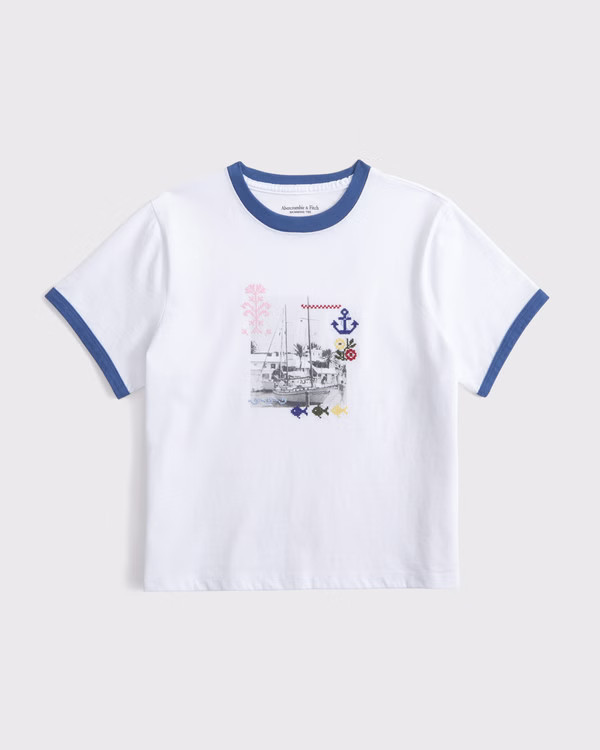 Short-Sleeve Nautical Graphic Skimming Tee | Abercrombie & Fitch (US)