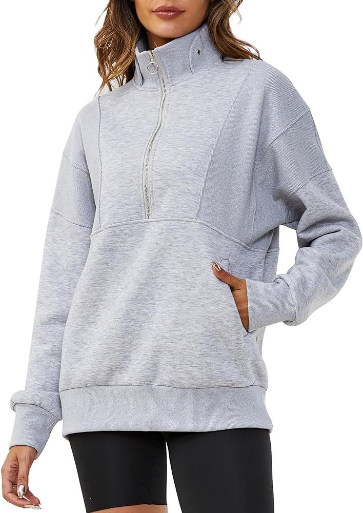 YKR Womens Oversized Sweatshirts Half Zip Up Hoodies Pullover with Pockets Y2K 2023 | Amazon (US)