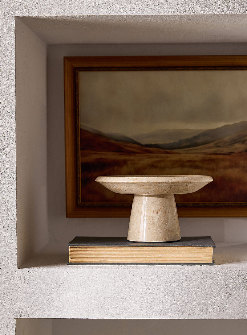 Marble pedestal serving platter | Simons