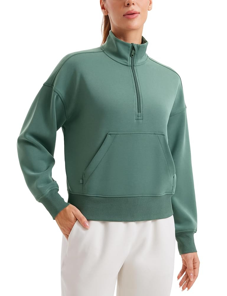 CRZ YOGA SoftAura Half Zip Sweatshirt for Women Long Sleeve Pullover Workout Casual Funnel Neck T... | Amazon (US)