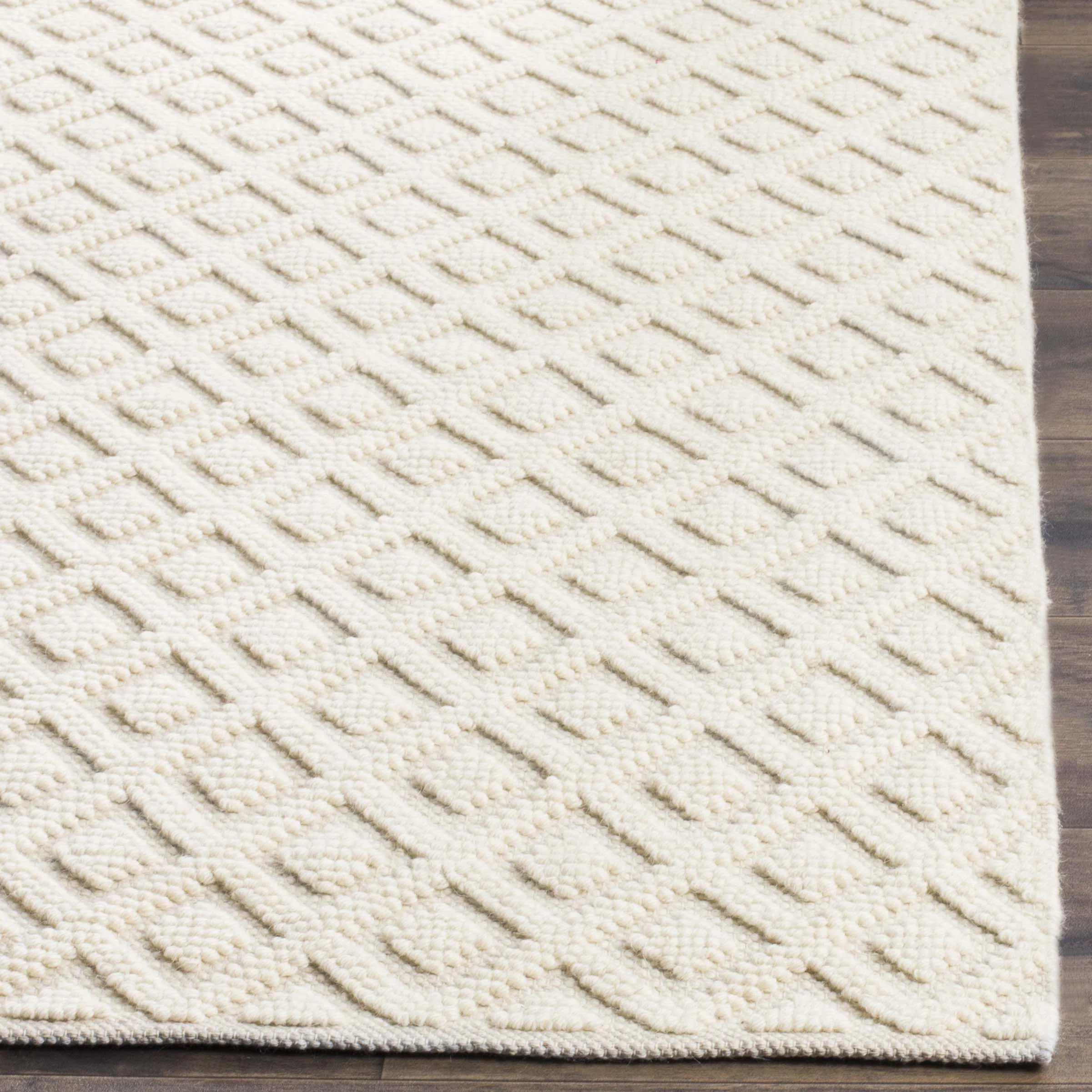 Bareen Geometric Handmade Tufted Wool/Cotton Area Rug in Ivory | Wayfair North America