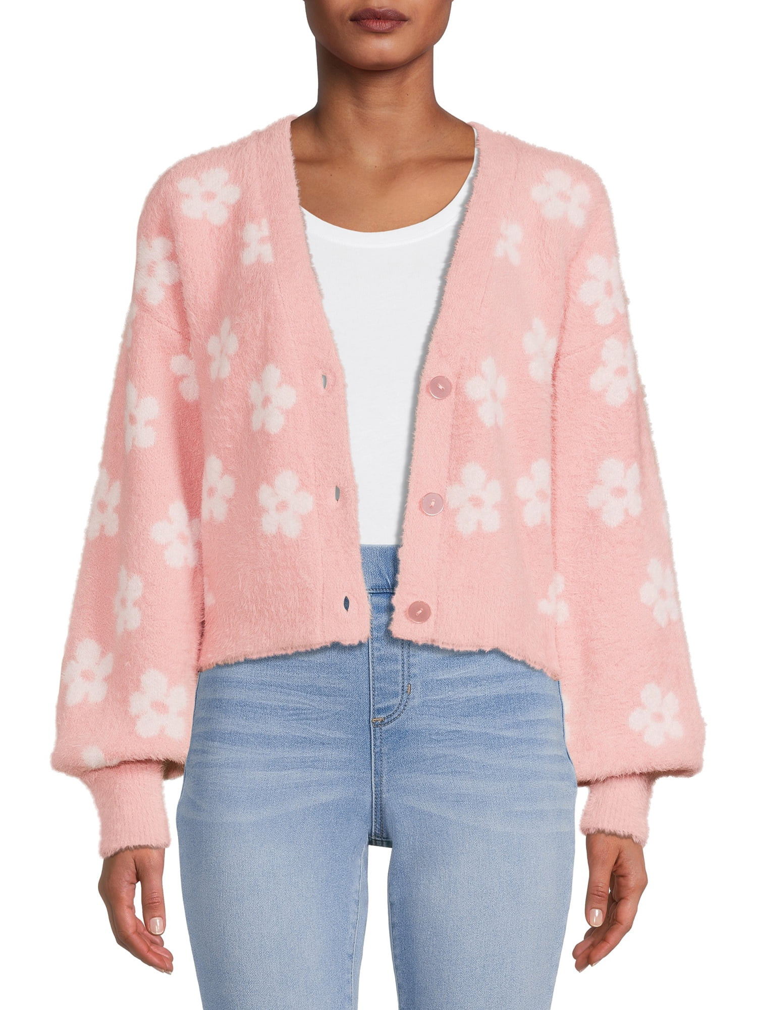 No Boundaries Juniors' Cropped Open Front Cardigan | Walmart (US)