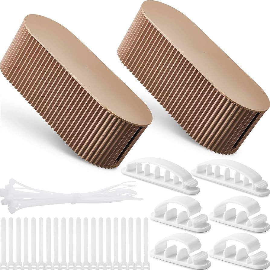 Marsui 2 Pcs Light Coffee Cable Management Organizer Box for Hiding Wires, Home Office Desk Floor... | Amazon (US)