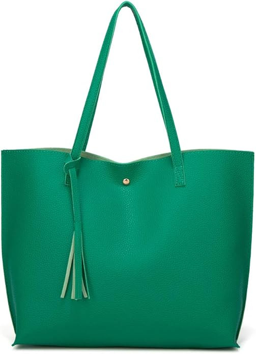 Dreubea Women's Soft Faux Leather Tote Shoulder Bag from, Big Capacity Tassel Handbag | Amazon (US)
