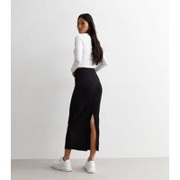 Women's Black Ribbed Jersey Midi Skirt New Look | New Look (UK)