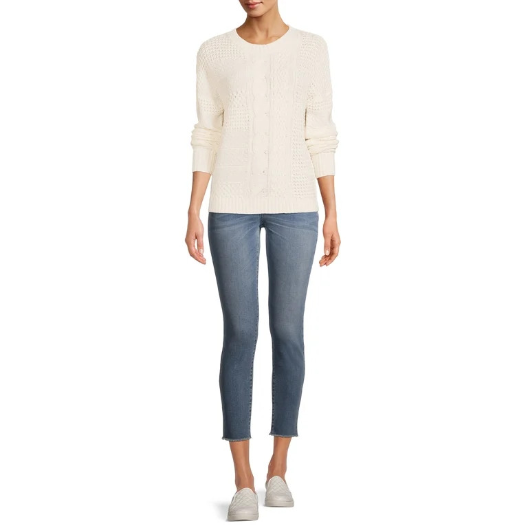 Time and Tru Women's Mixed Stitch Crewneck Sweater - Walmart.com | Walmart (US)