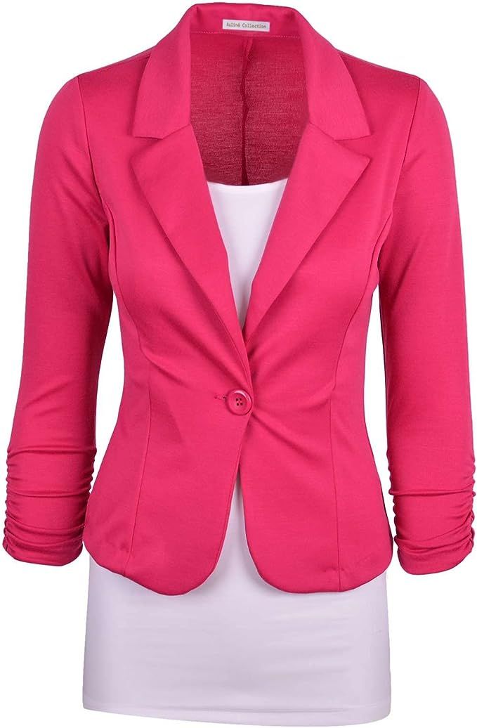 Auliné Collection Women's Casual Work Solid Color Knit Blazer | Amazon (US)