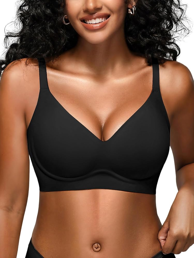 Jelly Bras for Women - S-2XL Seamless Wireless Padded Bralette with Support, Comfy Everyday T-Shi... | Amazon (US)
