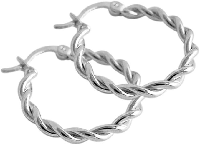 Minimalist Twisted Small Hoop Earrings S925 Sterling Silver Braided Celtic Love Knot Huggie Round... | Amazon (US)