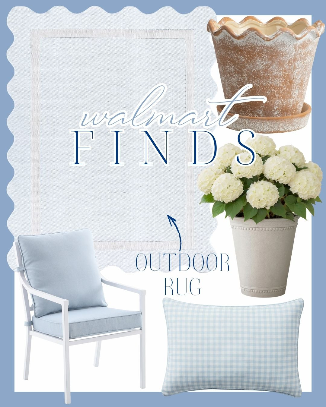 Refreshing patio style with affordable outdoor Walmart finds 🤍 Soft blue cushions, classic wicker, boxwood topiaries, and a scalloped umbrella create an easy, elegant outdoor space that feels polished but relaxed.
Walmart patio furniture, coastal outdoor decor, blue patio cushions, outdoor sofa, garden umbrella, boxwood topiary, budget patio finds 

 #LTKHome