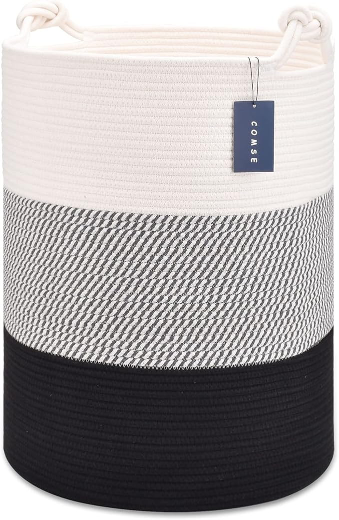 COMSE Extra Large Blanket Basket, Storage Basket, Large Laundry Baskets, 15.7”x 21.7”, Cotton... | Amazon (US)