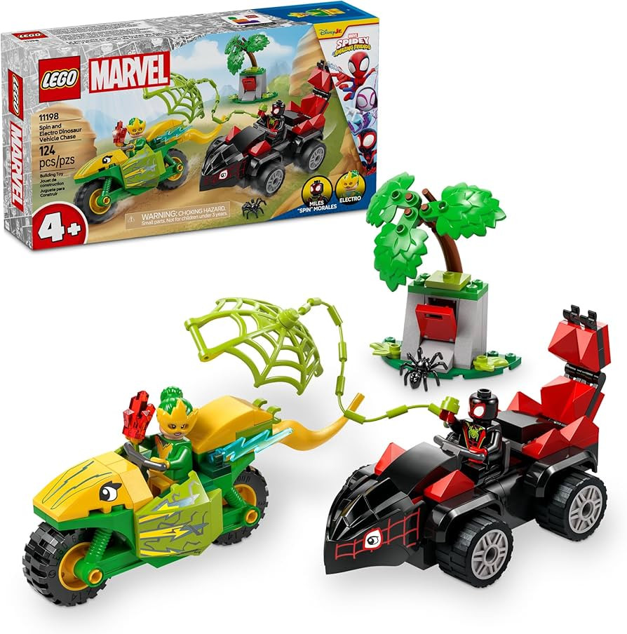 LEGO Marvel Spidey and His Amazing Friends Spin and Electro Dinosaur Vehicle Chase - Car and Moto... | Amazon (CA)
