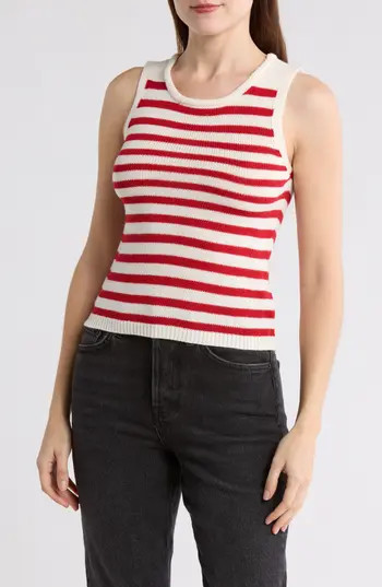 Blu Pepper Stripe Knit Sleeveless Top in Red at Nordstrom Rack, Size Small | Nordstrom Rack