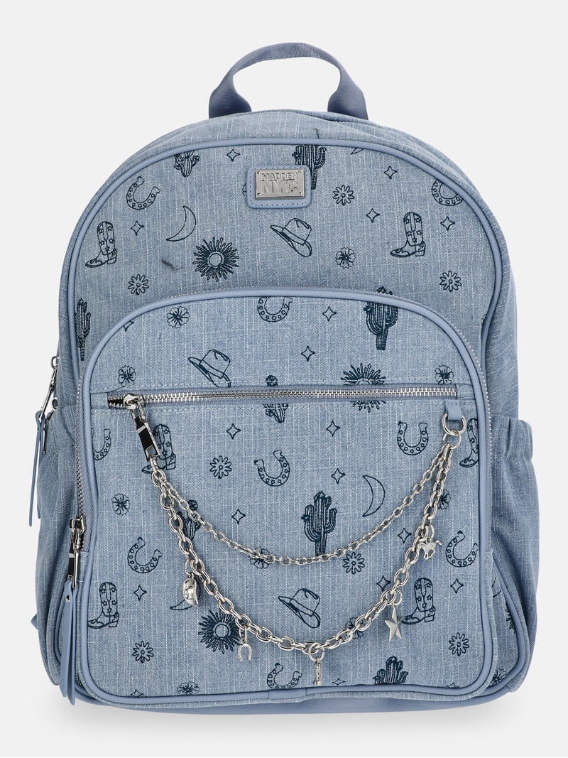 MNYC Women's Chain Pocket Dome Backpack Western Denim | Walmart (US)
