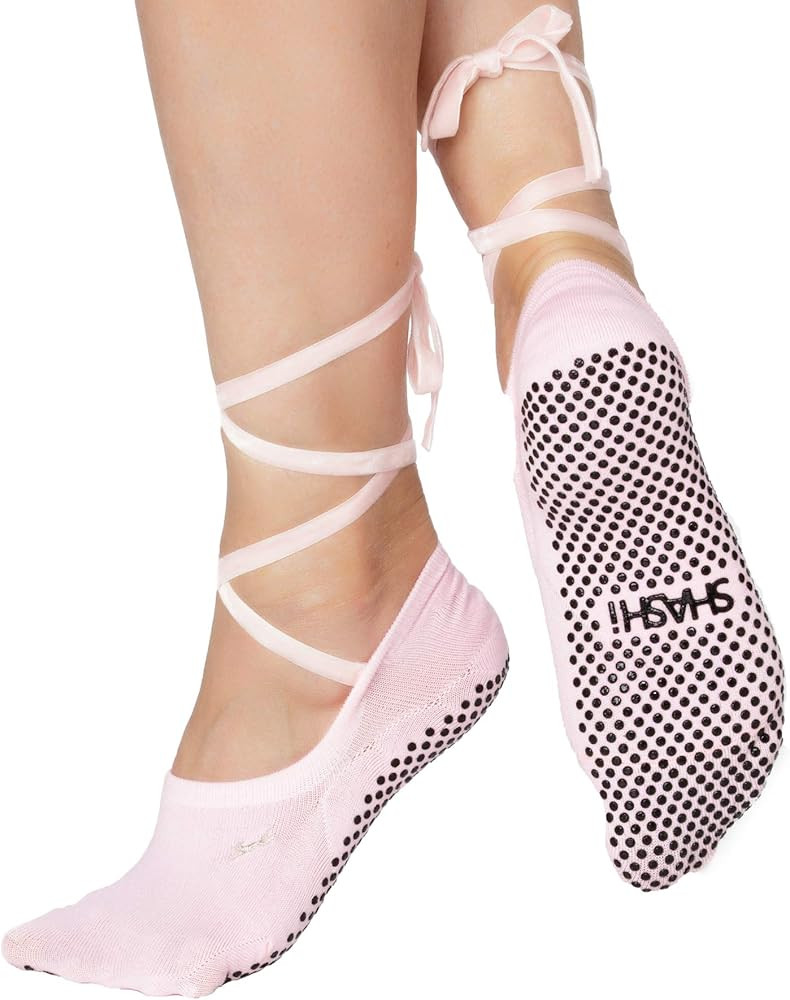 SHASHI Ballet Tie Grip Socks for Women Non Slip Socks with Velvet Ribbon Grips | Amazon (US)