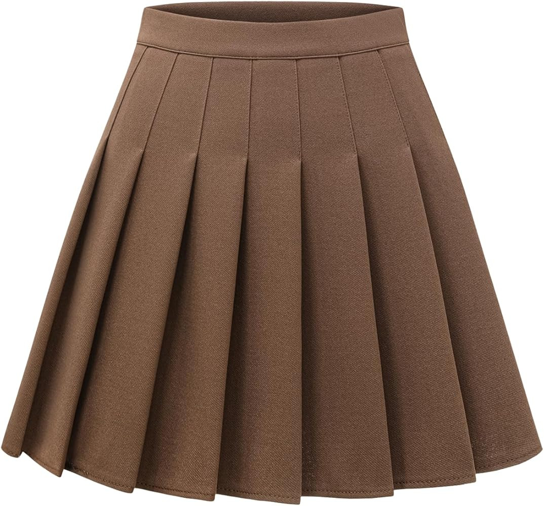 Womens Stretchy Pleated Mini Skirt Comfort High Waist Cheerleader School Uniform Skirt | Amazon (US)