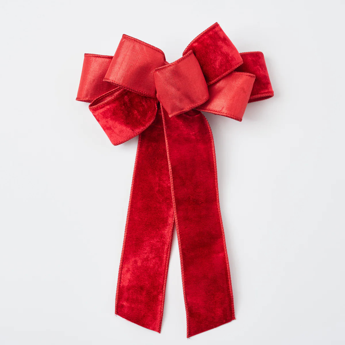 Red Velvet Reversed with Metallic Backing Wire-Lined Hand-Knotted Drape Loop Bow | Darby Creek Trading