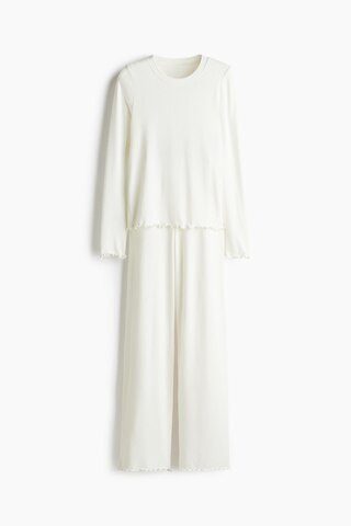 H & M - Brushed Jersey Pajamas - White | H&M (US + CA)
