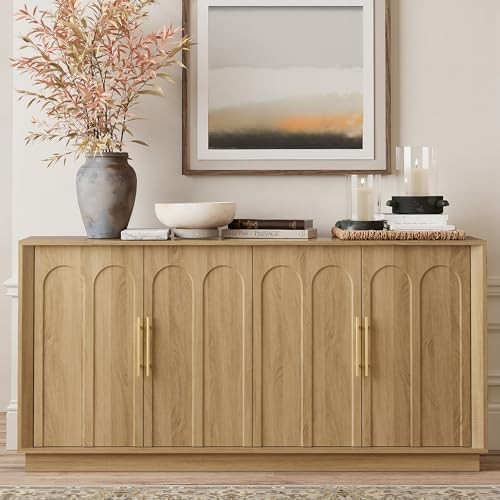 Modern Minimalist Accent Cabinet with Wood Gain, Boho Modular Media Console, Credenza for Living ... | Amazon (US)
