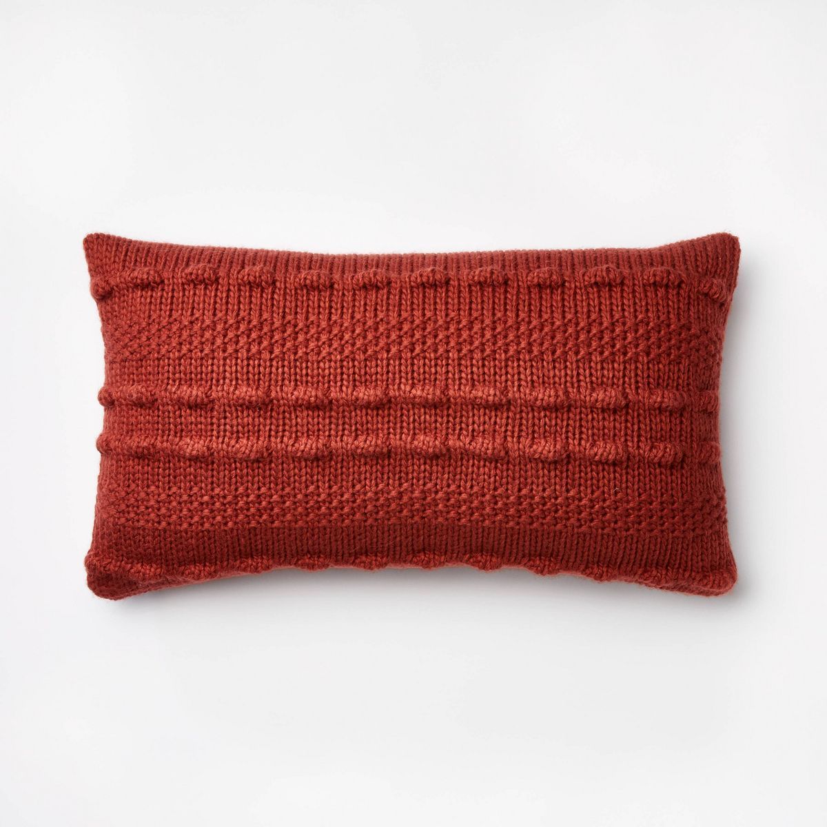 Oversized Bobble Knit Striped Lumbar Throw Pillow Red - Threshold™ designed with Studio McGee | Target